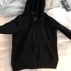 black zip up hoodie